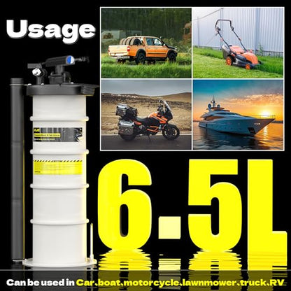 KJE 6.5L Pneumatic/Manual Oil Fluid Extractor Pump, Fluid Extractor with Pipe Storage Units, Oil Extractor Pump for Oil Change with Full Set Accessories for Automotive/Marine Oil Change