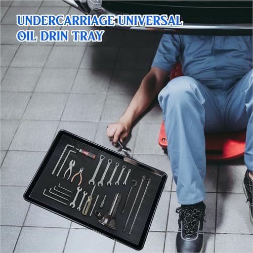 3 Pack Extra Large Oil Drip Pan for Under Car, 35.4 x 24 x 1.6 in Oil Catch Pan, Black Plastic Replacement Tray for Garage Automotive Driveway Washing Machine