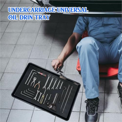 3 Pack Extra Large Oil Drip Pan for Under Car, 35.4 x 24 x 1.6 in Oil Catch Pan, Black Plastic Replacement Tray for Garage Automotive Driveway Washing Machine