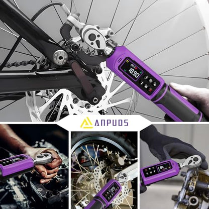 ANPUDS Digital Torque Wrench, ±1% Accuracy, 0.33-22.13 Ft-lb | 1/4 Drive, Vibration/Buzzer/LED Flash Alert, Dual Direction Ratchet Electric Torque Wrench, for Bike Motorcycle - size: 1/4" 0.33-22.13 Ft-lb/0.45-30 Nm(Digital)