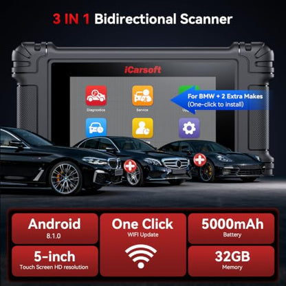 iCarsoft BMM V4.0 BiDirectional Scan Tool for BMW/MINI/Rolls Royce+2 Extra Car Make Groups, 15+Reset Service, ECU Coding, Battery Registration, CAN-FD, Lifetime Free Update
