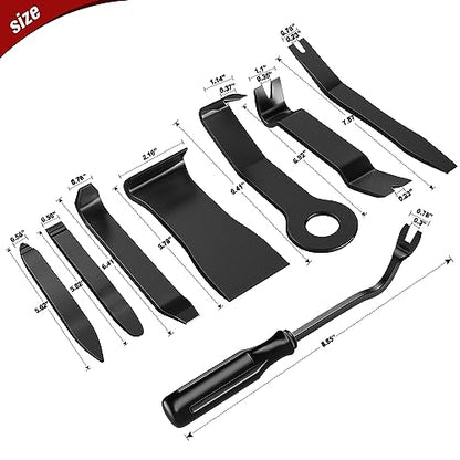 Nilight 8PCS Auto Trim Removal Tool Kit No-Scratch RemovalTool Kit for Car Audio Dash Panel Window Molding Fastener Remover Tool Kit-Black - color: Black, size: 8Pcs