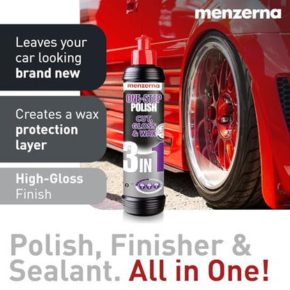 menzerna One-Step Polish 3in1 I Medium Cut Polish with High Gloss Finish & Seal in One I Buffing & Polishing Compound for Car Maintenance I Swirls, Holograms & Scratches I Car Body Repair I 16 fl oz. - style: 16 oz.