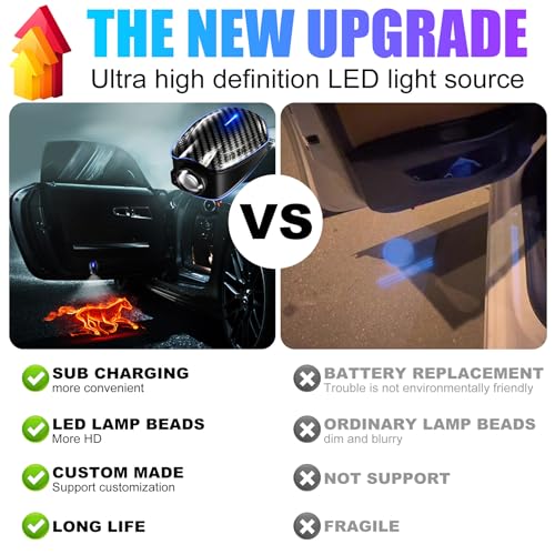 SPOBODY 2PCS Car Door Light Projector Wireless Car Door Projector Rechargeable HD Car Welcome Courtesy Ghost Shadow Lamp Fit for Cars (for ca-Dill-AAC) - style: for ca-Dill-AA