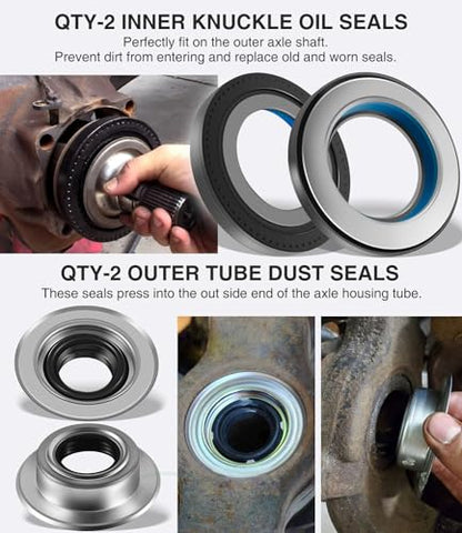 Front Axle Seal U Joint Kit & Inner Knuckle Oil Seals & Outer Tube Seals & Hub O-Rings for 2005-19 Ford Super Duty F250 F350 F450 F550 Dana 60, 2014835, 2023068, 2017426, 54983, SPL55-3X, 25-332X - size: for 2005-2019 Ford F250 F350 F450 F550