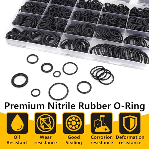 1040 PCS 21 Size O Ring Assortment Kit, Industrial-Grade Nitrile Rubber O-Rings for Automotive Repairs, Kitchen Faucets, Pressure Washers and Assorted Plumbing - Durable & Oil Resistant - style: 1040 PCS O-Rings Kit