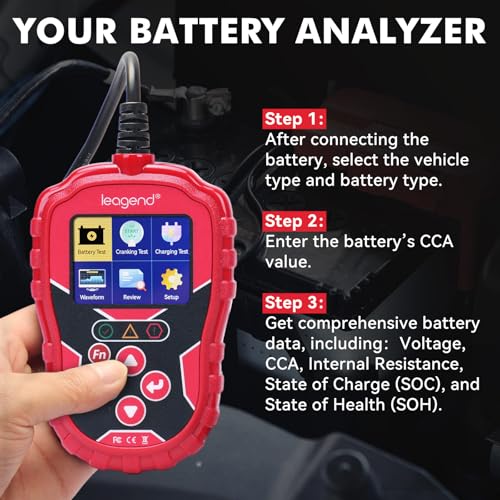 Car Battery Tester 6V/12V with 20-2000A CCA, 24V Cranking/Charging System Test, Quick Test & Multi-Standard Support, Diagnostic Tool for Trucks/Boats/RVs/Marine Vehicles