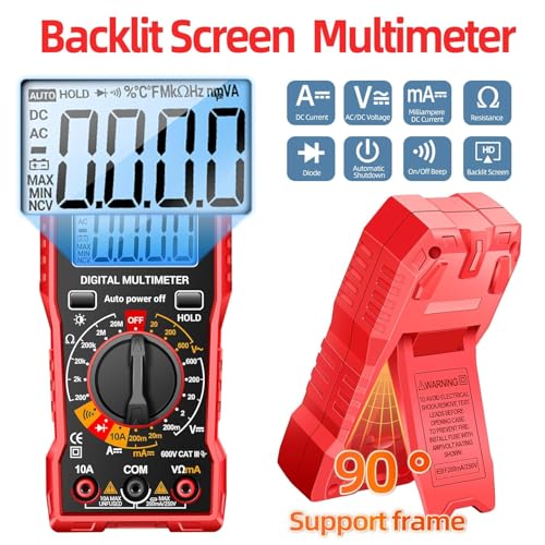 ANENG Digital Multimeter Tester Measures AC/DC Voltage,DC Current Ohm Amp Meter,Professional Multimetro Auto Voltmeter with Resistance, Diodes,Buzzer Handhold Electrial Tools
