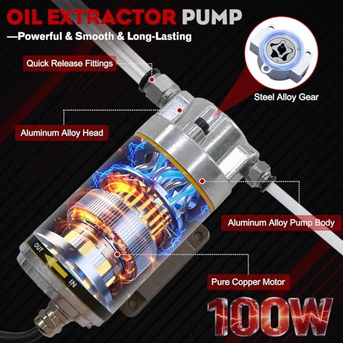 12/24V 100W Electric Oil Change Extractor Pump, Oil Transfer Pump for Boats, Cars, RVs, Trucks, Lawnmowers (Black-A) - color: Black-A