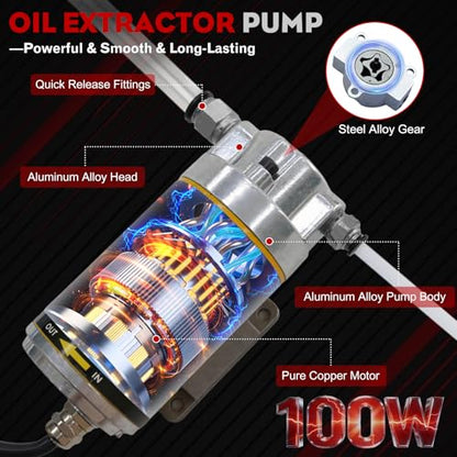 12/24V 100W Electric Oil Change Extractor Pump, Oil Transfer Pump for Boats, Cars, RVs, Trucks, Lawnmowers (Black-A) - color: Black-A