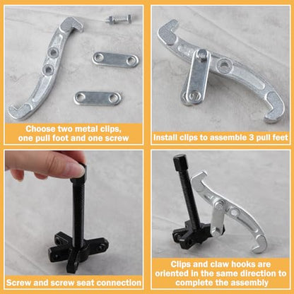 3 Jaw Gear Puller with Reversible Jaws 3-Inch Gear Removal Tool | For Bearing Puller, Pulley Puller, Steering Wheel Puller, Crank Puller, Seal Puller Tool Bearing Puller Tool Kit