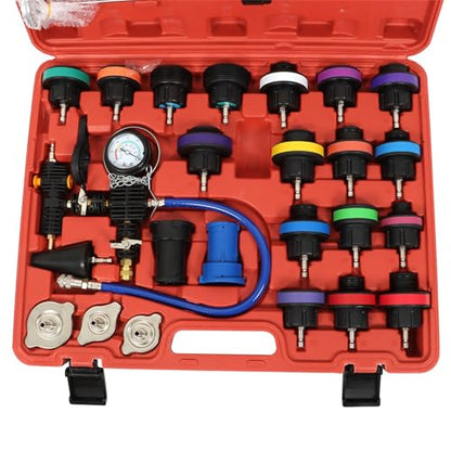 labwork 28Pcs Radiator Pressure Tester Vacuum Type System Kit