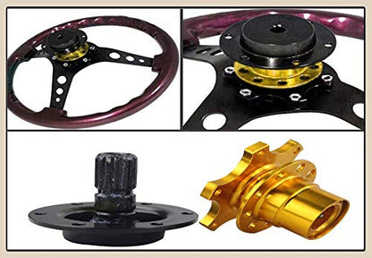 BestTeam Universal Steering Wheel Snap Off Quick Release Hub Adapter Boss Kit With 6-hole Steering Wheel Hub (Purple) - color: Purple
