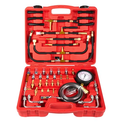 Fuel Injection Pressure Tester Kit Gauge 0-140 PSI Pro Auto Fuel Pressure Gauge for Fits Most Cars and Trucks