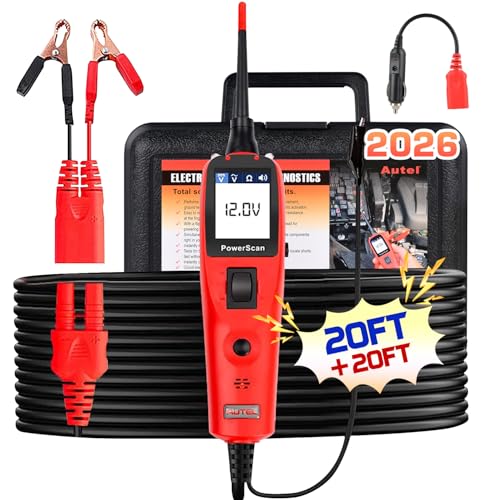 Autel PowerScan Automotive Circuit Tester, Power Circuit Probe Tool, 12-24V Electrical Short Open Breaker Circuit Finder, AC/DC Current Resistance, Duty Cycle, & 20FT Extension Cord, for 99% Cars