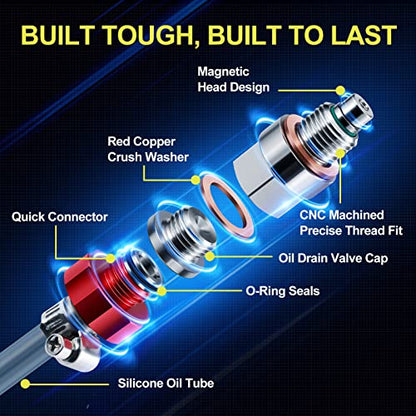 M14 x 1.5 Magnetic Stainless Steel Oil Drain Valve Oil Pan Drain Plug No Mess, Clean & Safe Oil Changes Compatible with Ford GM Honda Hyundai KIA and More Select Models - size: M14 x 1.5