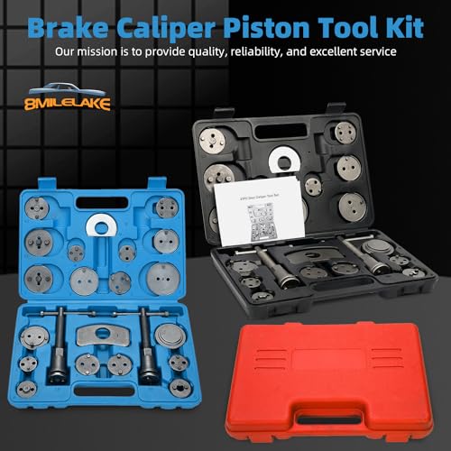 8MILELAKE 35pcs Disc Brake Caliper Tool Kit, Heavy Duty Disc Brake Piston Caliper Compressor Rewind Tool for Brake Pad Replacement, Fits Most American, European, Japanese Autos (Blue) - color: Blue