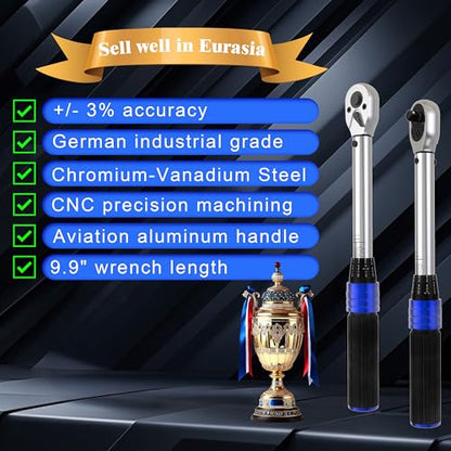 1/4-inch Drive Click Torque Wrench 20-220 in.lb / 2.3-24.9 Nm/Heavy Duty/Dual Direction/High hardness/Long lifetime/Stored In a Solid Case