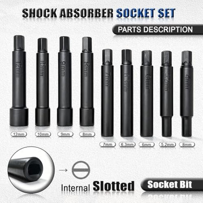 43PCS Strut Socket Set, Strut Nut Socket Shock Absorber Socket with Ratchet Wrench & Adaptor, Suspension Top Mount Nut Installation Removal Automotive Tool for All Vehicles