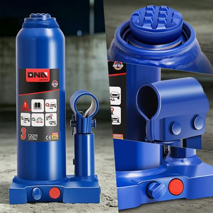 DNA Motoring 3 tons / 6000 lbs Lifting Automotive Welded Hydraulic Bottle Jack for Car SUV Pickup Truck, Auto Repair, with Manual Handle & Carrying Storage Case, Blue - color: blue, style: 3 ton