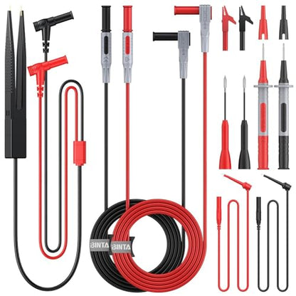 BINTA 11-Piece Multimeter Leads Kit CATII 1000V/ 19A with Alligator Clips Test Hooks Test Probes Tweezers, Professional Multimeter Leads Set for Industrial Car Home Digital Electrical Testing - style: 11PCS