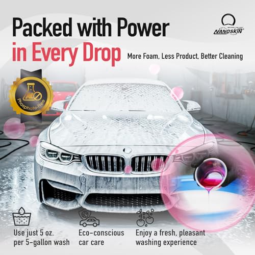 Nanoskin CHERRY SUDS Foaming Car Wash Concentrated Shampoo 5 Gallons for Foam Cannons, Foam Guns, Bucket Washes | Pressure Washer Safe, Cherry-Scented Soap | Ideal for Cars, Trucks, Motorcycles, RVs - size: 640 Fl Oz (Pack of 1)