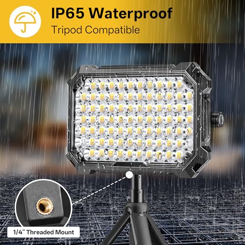 LED Work Light, Portable Rechargeable Magnetic Work Light | 10000LM output with 4 lighting modes, IP65 waterproof protection and a 13000mAh battery for garage, camping and emergency use