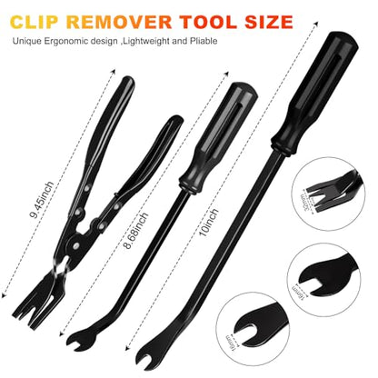 10 Pcs Car Trim Removal Tool Kit with Plastic Pry Tool and Clip Pliers for Car Panel Dashboard Door Clips and Upholstery,No Scratch Auto Trim Rivet Clip Removal Tool Set