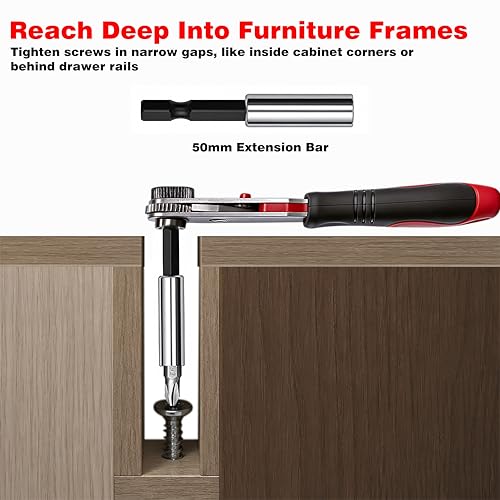 IRONCUBE Angle Ratchet Screwdriver Set: 10 Piece Magnetic Bit with 90 degree Mini Offset Low Profile Reversible Drive Handle - Stocking Stuffers with Gift Box - style: 10-in-1 Bits