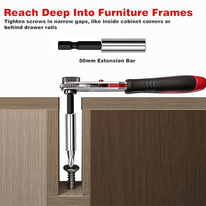 IRONCUBE Angle Ratchet Screwdriver Set: 10 Piece Magnetic Bit with 90 degree Mini Offset Low Profile Reversible Drive Handle - Stocking Stuffers with Gift Box - style: 10-in-1 Bits