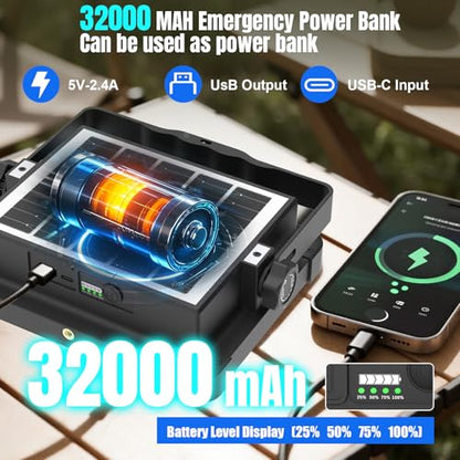 400W Solar 32000MAh Rechargeable Work Light, 400 LED 32000LM Portable Flood Light with Stand＆Dimming Function, IP66 Waterproof 3 Modes LED Job Site Lighting Flashlights for Mechanic Car - color: Yellow
