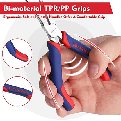 WORKPRO 6" Needle Nose Pliers (Smooth Jaw), Mini Long Nose Pliers with Comfort Grip Handles, Jewelry Pliers for Wire Wrapping, Crafts, Jewelry Making Supplies, 6" 1PC - size: 6" 1PC