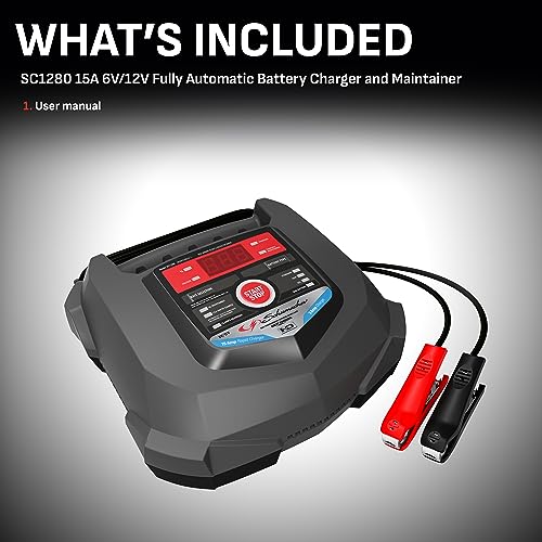 Schumacher Electric Car Battery Charger and Maintainer SC1280 4-in-1, 15 Amp, Fully Automatic for 6v and12v Automobile Batteries - Ideal for Motorcycles, Cars, Trucks, SUVs, Marine Batteries, and More - size: Battery Charger and Maintainer (Pack of 2)