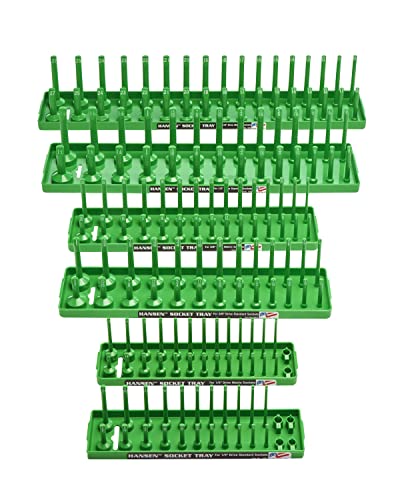 Hansen Global 92001 SAE & Metric, 2-Row Socket Tray Set - 6-Pieces, Green - color: Green