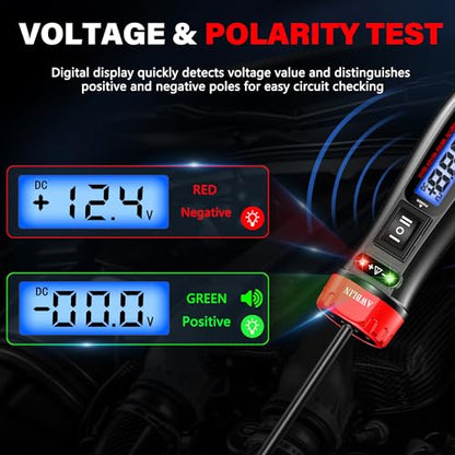 AWBLIN Power Circuit Probe Tester, 5-60V DC Digital Automotive Test Light with Voltmeter, Auto Voltage Current Relay Resistance Short Detection, Trailer Fuse Tester, Car Electrical Diagnostic Tool