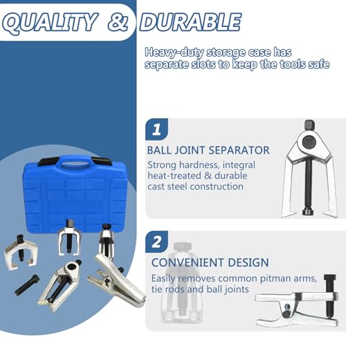 Splitter Removal Kit, Pitman Arm Puller, 5-in-1 Ball Joint Separator, Tie Rod End Removal Tool Set for Front End Service(Blue) - color: Blue