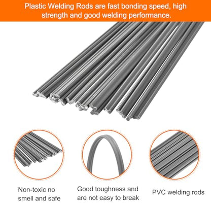 20pcs 8 Inch Plastic Welding Rods PVC Welding Strips Welder Rods for Plastic Welder,Car Bumper, Kayak Repair, Grey