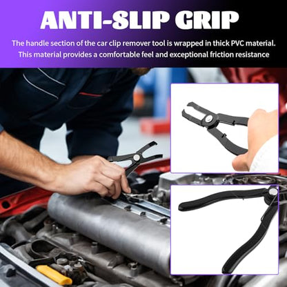 IHOTDER 2PCS Car Push Pin Pliers Set,30° & 80° Angled Jaws Clip Removal Pliers with Non-Slip Grip,Professional Push Pin Removal Tool for Car Trim/Plastic Fasteners/Bumper Clips