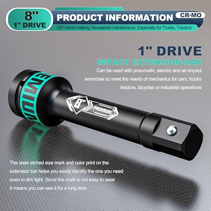 1" Drive Impact Extension Bar, 8 Inch Length Socket Extension, CR-V Steel, Narrow and Deep Areas in Household Haintenance, Trucks Tractors Repair or Industrial Operations - size: 1" 8-Inch