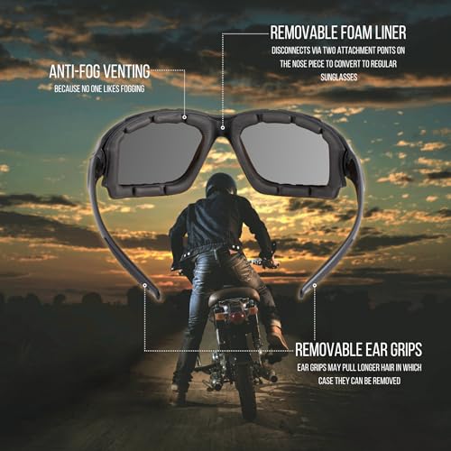 Motorcycle Riding Glasses Extreme Sports Wrap Sunglasses - color: Black | Amber
