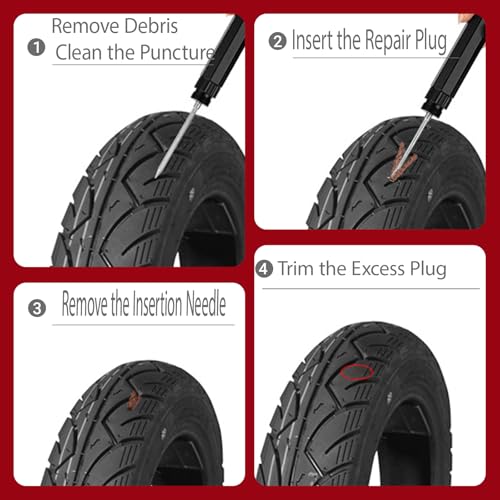 Tubeless Tire Repair Kit with Plugs, Tire Plug Kit, Portable Bike Tools, Flat Tire/Puncture Repair Kit, Tubeless Bike Tire Emergency Repair Kit - color: Black