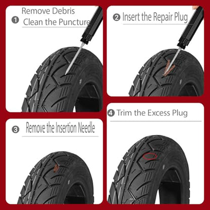 Tubeless Tire Repair Kit with Plugs, Tire Plug Kit, Portable Bike Tools, Flat Tire/Puncture Repair Kit, Tubeless Bike Tire Emergency Repair Kit - color: Black