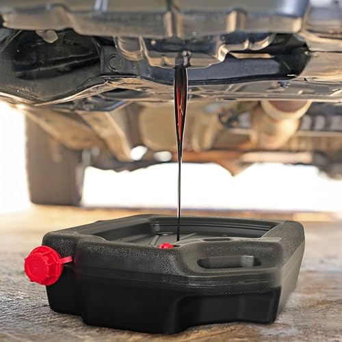16-Quart Portable Oil Drain Pan, Sturdy Plastic Automotive Container, Wide Mouth Design Easy Pour Tray for Workshop Auto Servicing and Fluid Handling