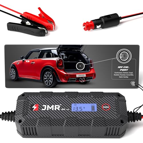 JMR 12V Battery Charger for Mini Cooper, 12V Cig. Port, Add Lithium Mode | Trickle Charger Conditioner Maintainer For Countryman Clubman Coupé Roadster Paceman Convertible Hatch Hardtop All Models - size: Add Lithium Mode