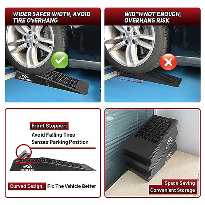 ROBLOCK Removable Low Profile Car Ramps for Jack Support and High Lift, Heavy Duty Car Ramps for Low Cars, Detachable Vehicle Ramps for Garage,15.35''-27.83'' L, 2Packs