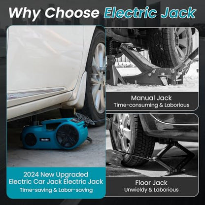 Seesii Electric Car Jack Kit,5 Ton 12V Car Jack Hydraulic with Electric Impact Wrench and Tire Inflator