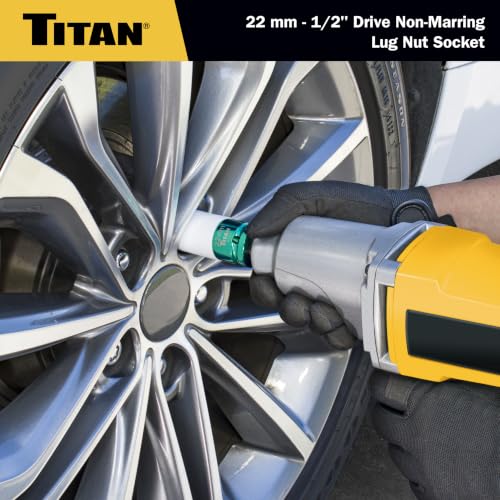 Titan 21094 1/2-Inch Drive x 22mm Non-marring Impact Deep Lug Nut Socket - size: 22mm