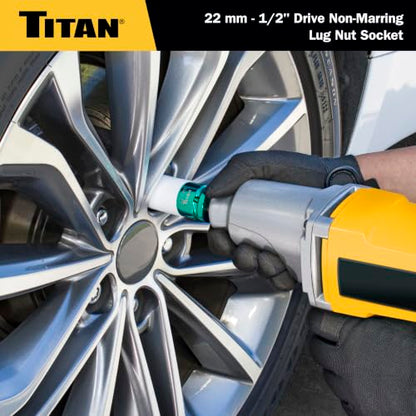 Titan 21094 1/2-Inch Drive x 22mm Non-marring Impact Deep Lug Nut Socket - size: 22mm