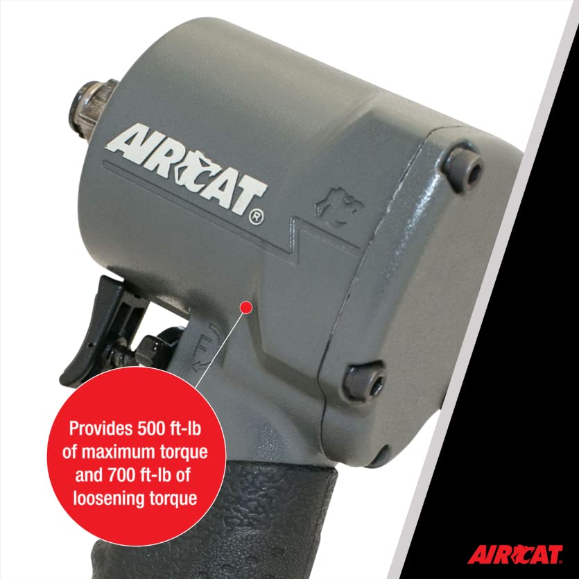 AIRCAT Pneumatic Tools 1057-TH: Stubby Impact Wrench 700 ft-lbs - 1/2-Inch - size: 1/2-Inch (Pack of 1)