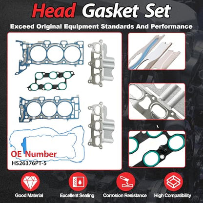 HS26376PT-5 3.6 Head Gasket Set with Bolts 2009-2016 For GMC | Fit For Buick Enclave Chevrolet Traverse GMC Acadia 2009-2016 Saturn Outlook 2009-2010 3.6L OE#HS26376PT-5 ES72274 - color: For GM 3.6L 2009-2016 Kit 2